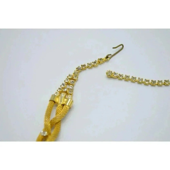 Jewels By Le Dor Clear Rhinestone Gold Tone Metal Mesh 1950s Demi Parure Jewelry - Picture 8 of 12